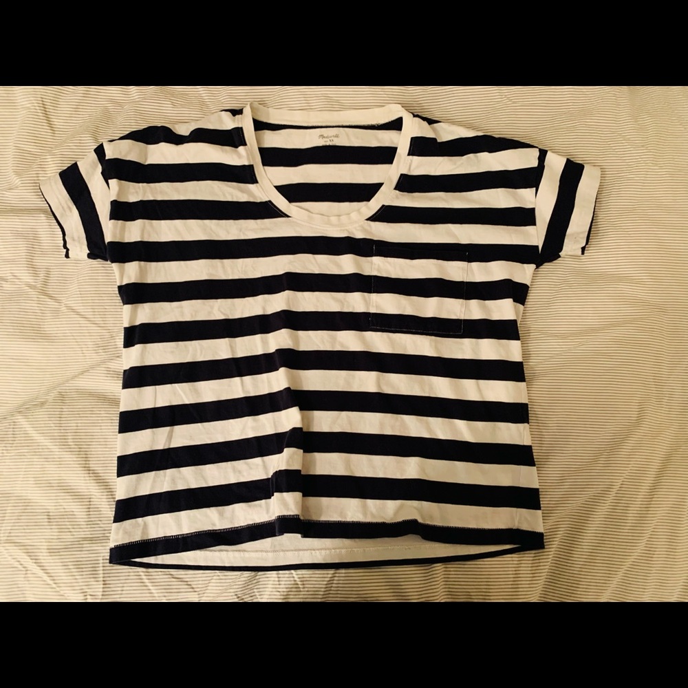 Madewell navy and white striped shirt